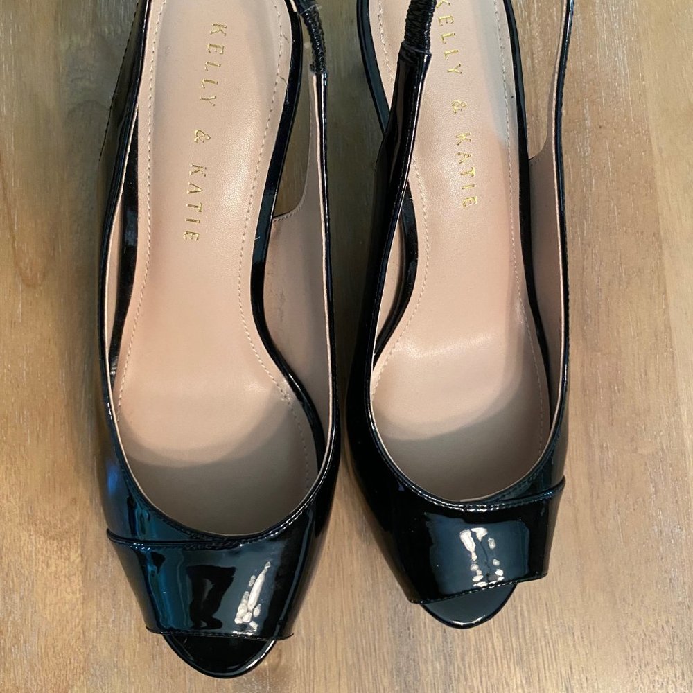 Kelly & Katie Black Slingback Peep-Toe Pump